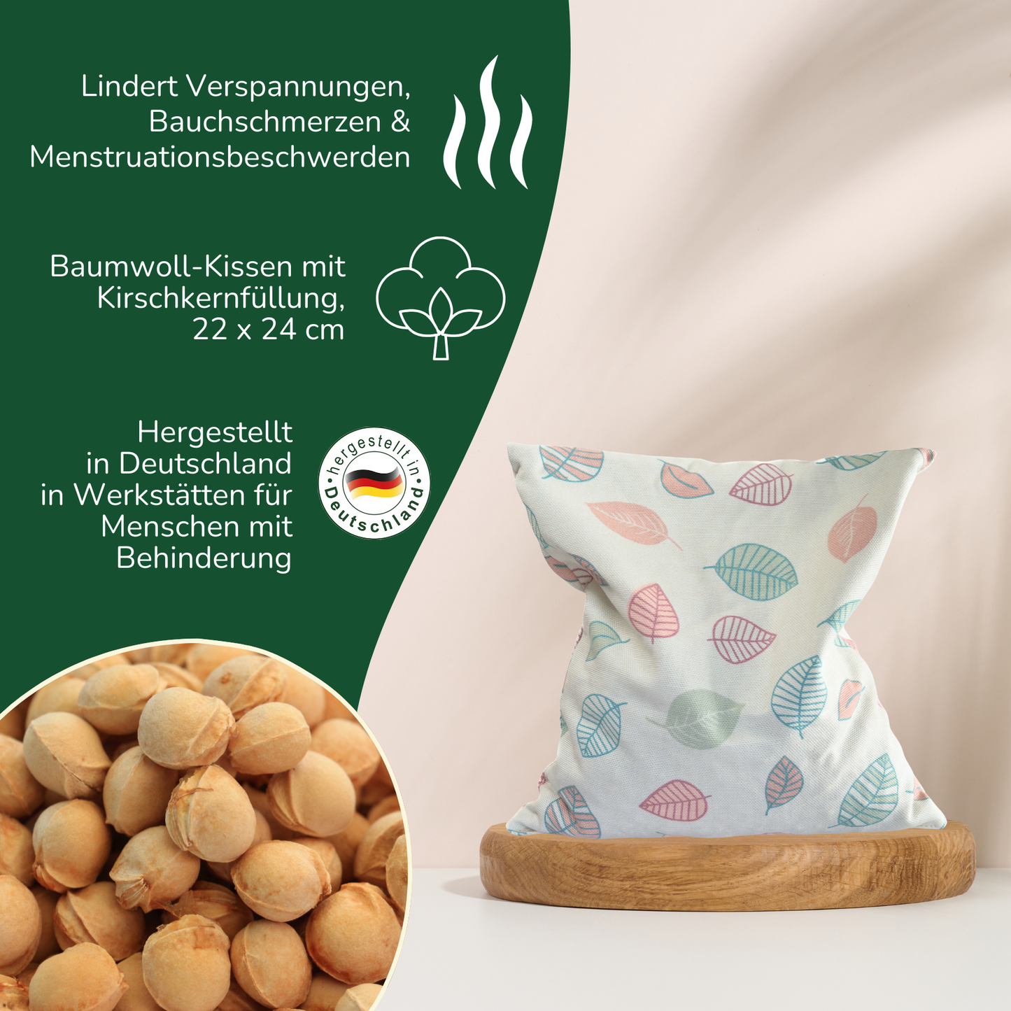 Kirschkern-Kissen 22 x 24 cm in Geschenkbox