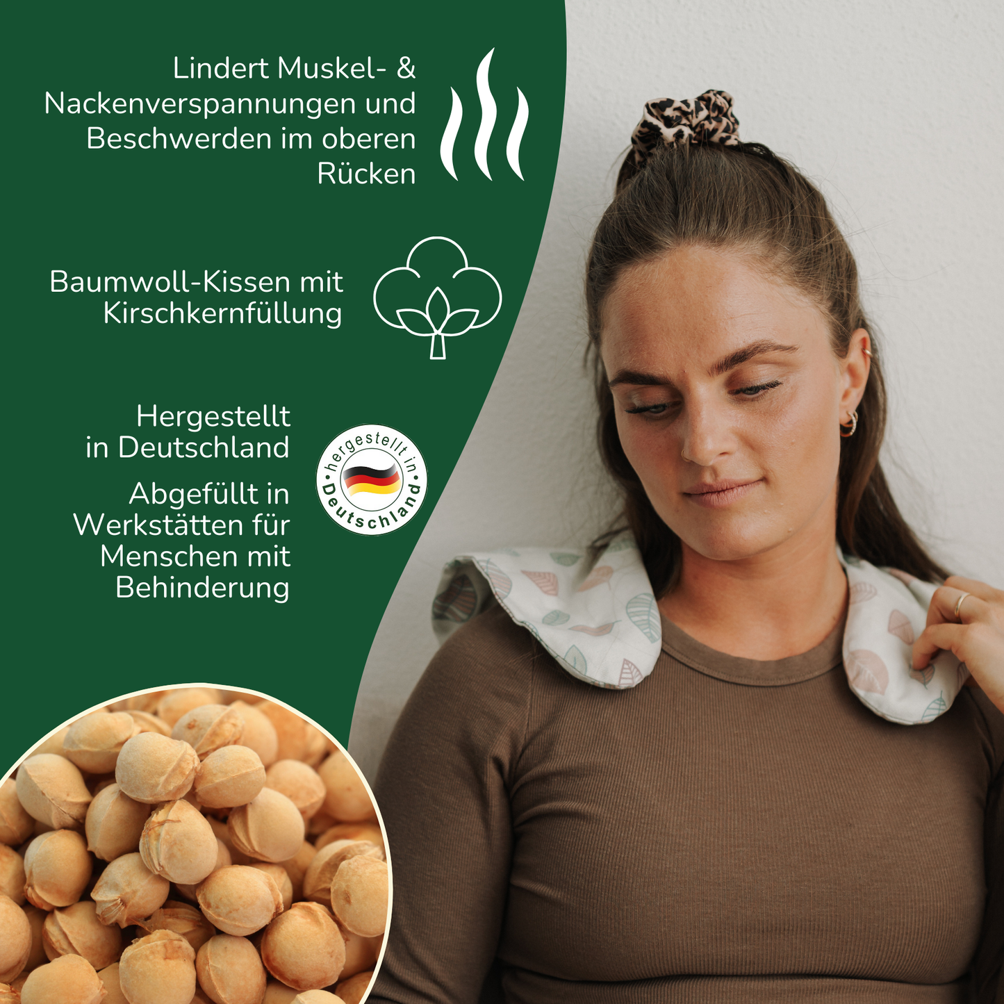 Kirschkern Nackenkissen mit Kragen