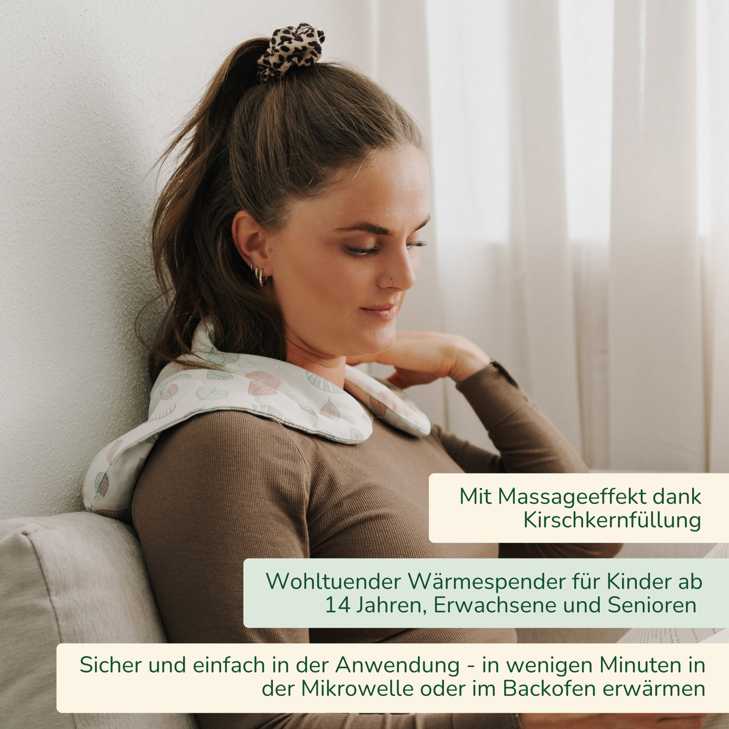 Kirschkern Nackenkissen mit Kragen