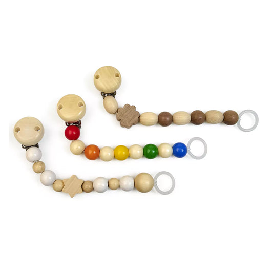 Holz-Schnullerkette mit Silikonring