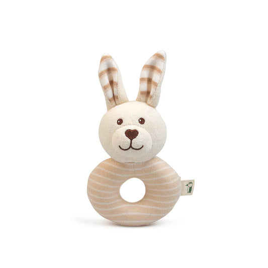 Organic fabric rattle rabbit, GOTS