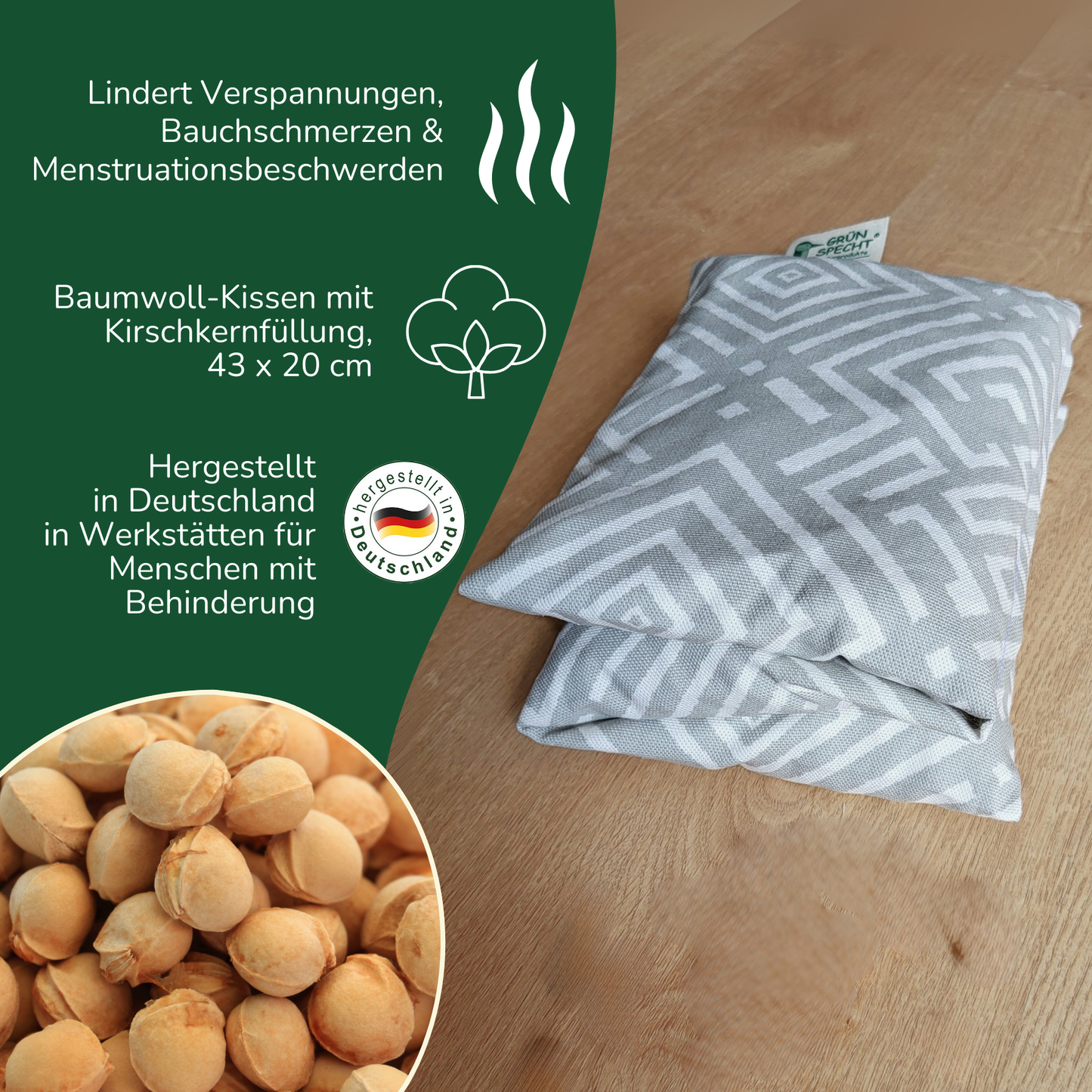 Kirschkern-Wärme-Auflage, 43 x 20 cm, in Geschenkbox