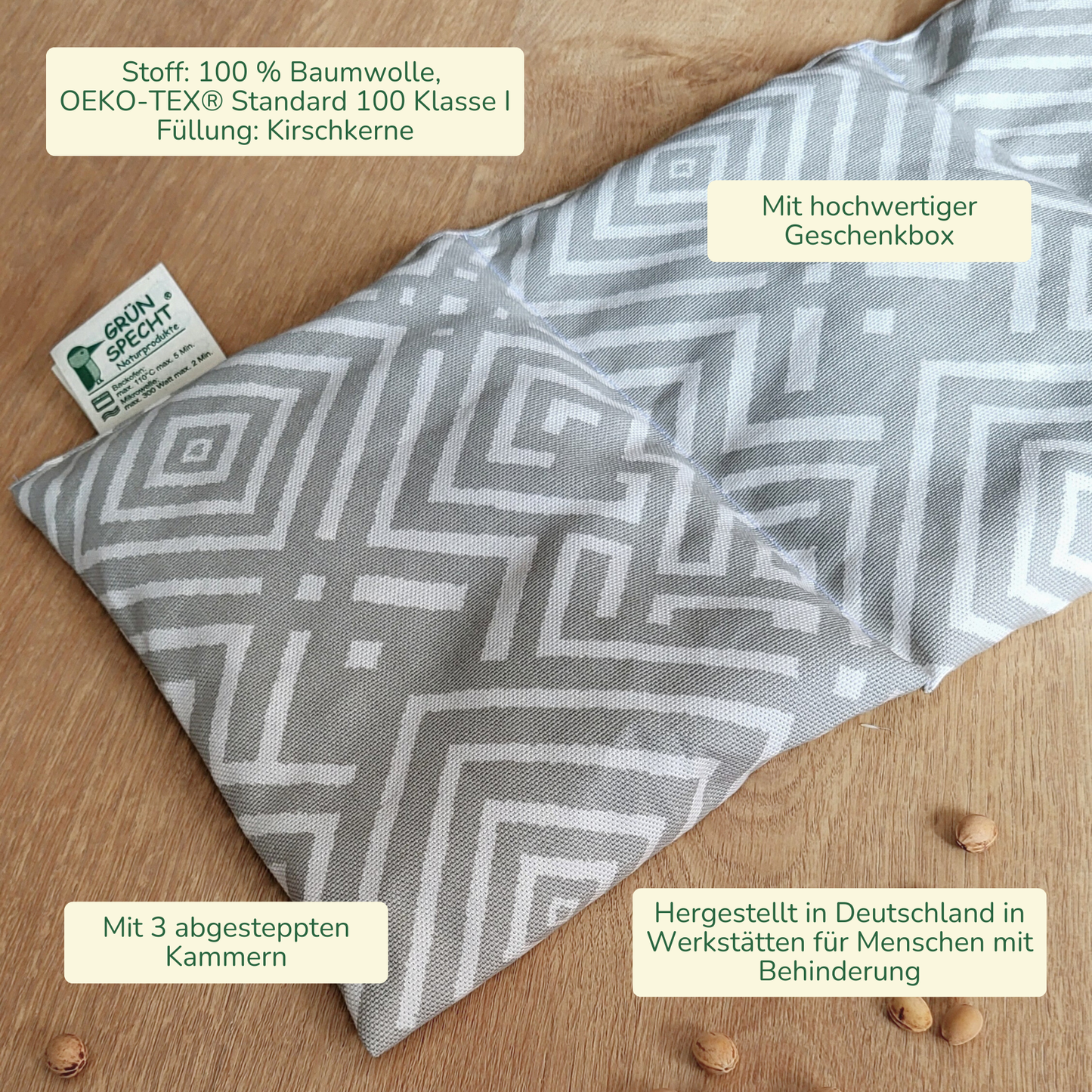 Kirschkern-Wärme-Auflage, 43 x 20 cm, in Geschenkbox