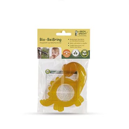 Organic teething ring, natural rubber, dinosaur