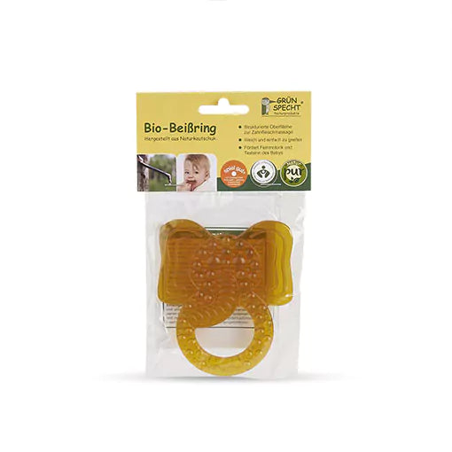 Organic teething ring, natural rubber, dinosaur