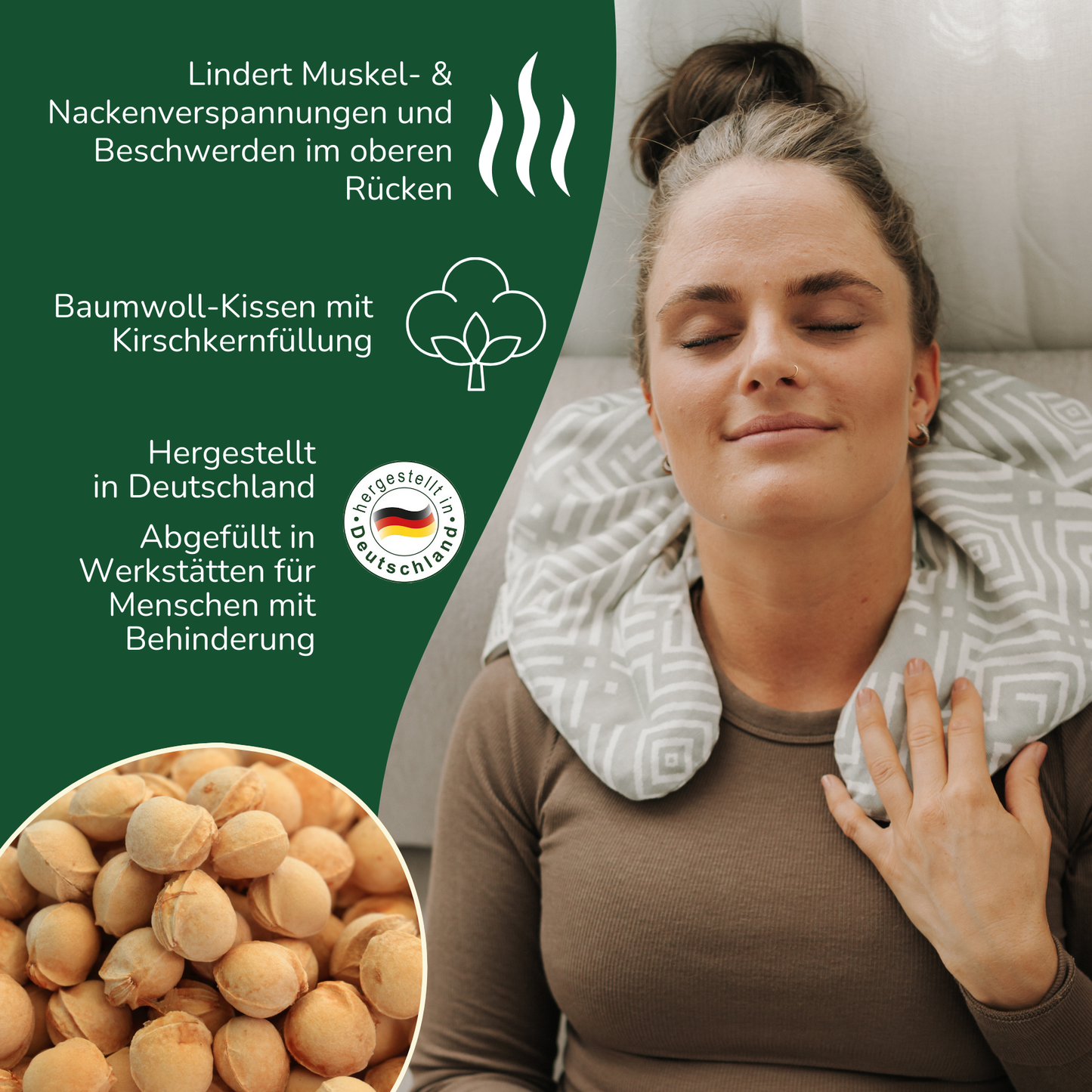 Kirschkern Nackenkissen mit Kragen
