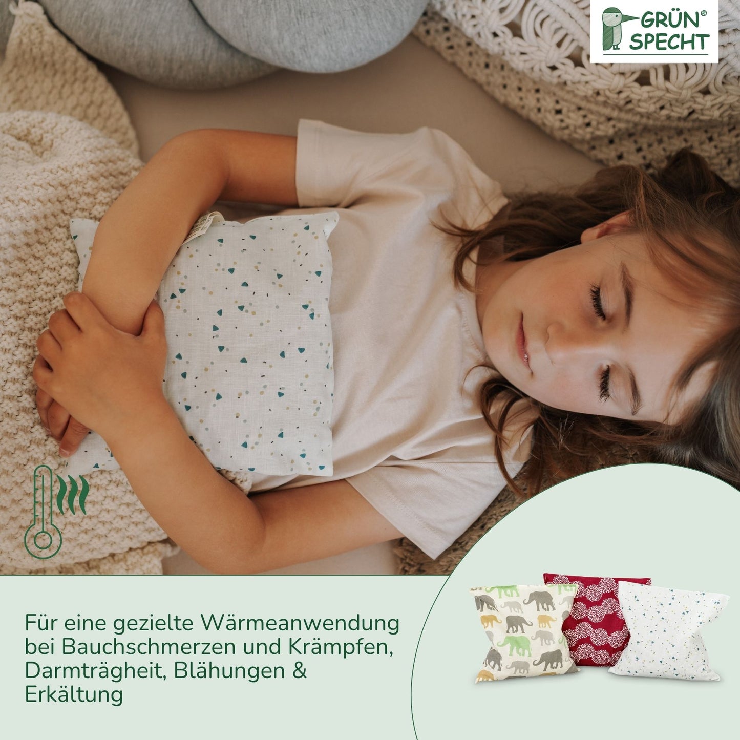 Cherry pit pillow, 19 x 19 cm