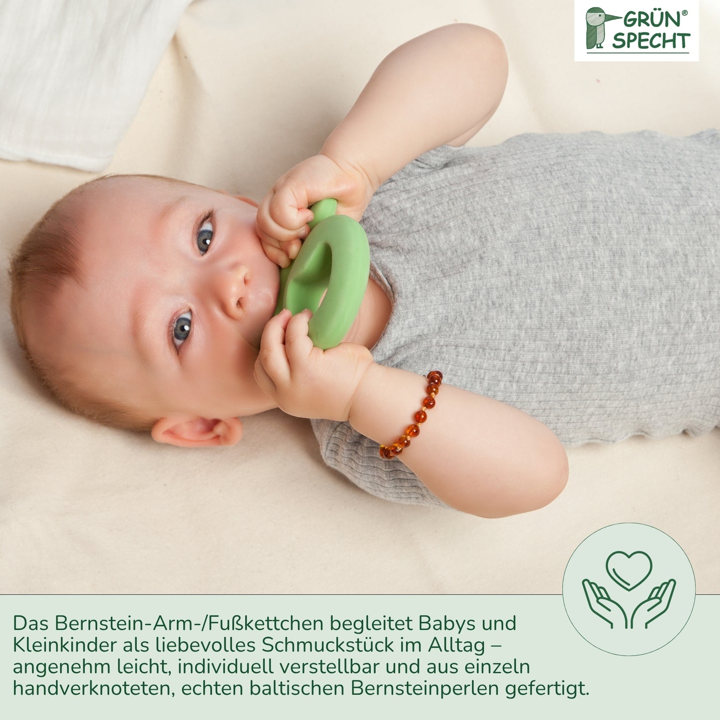 Baby-Arm-/Fußkettchen Bernstein, cognac