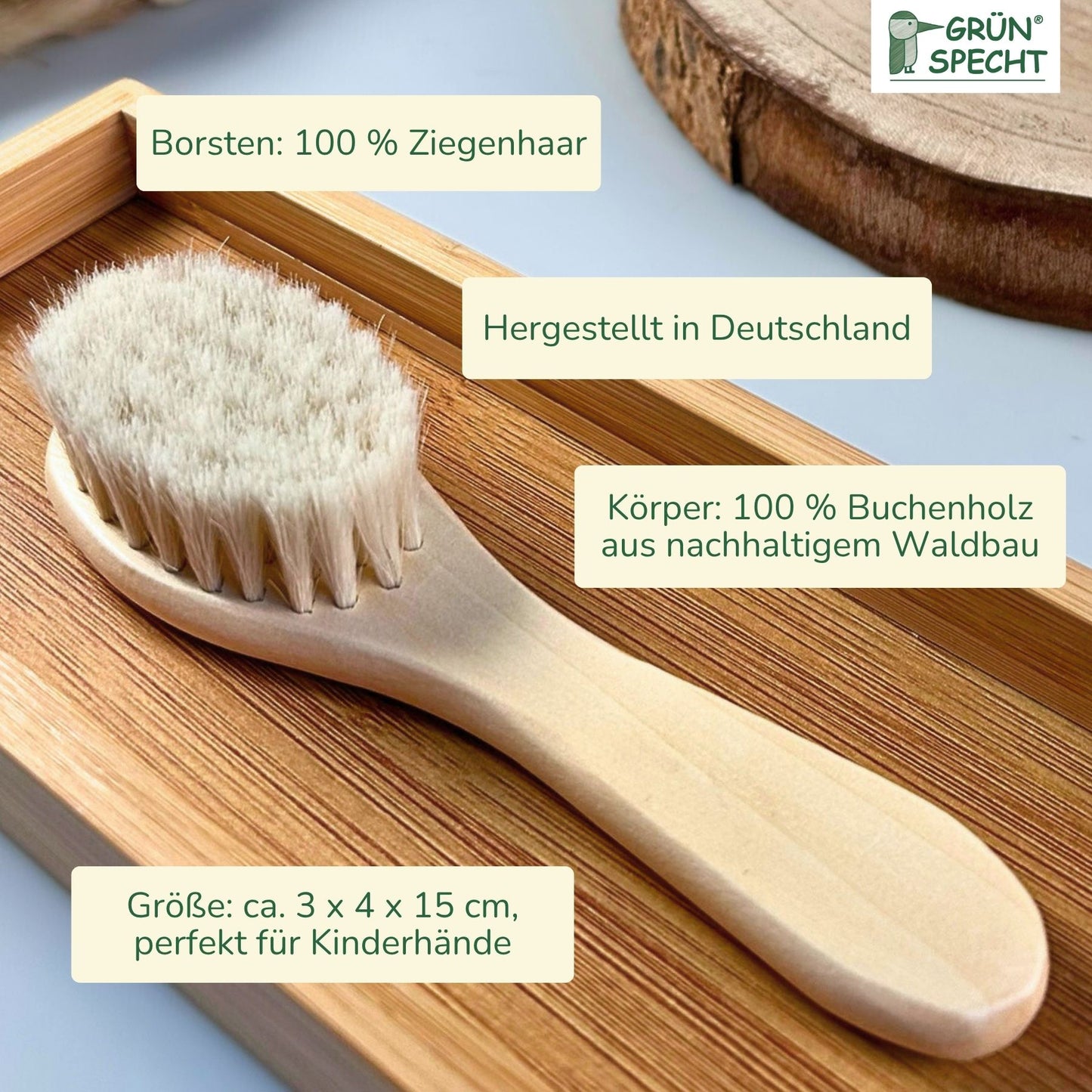 Babybürste aus Ross- bzw. Ziegenhaar