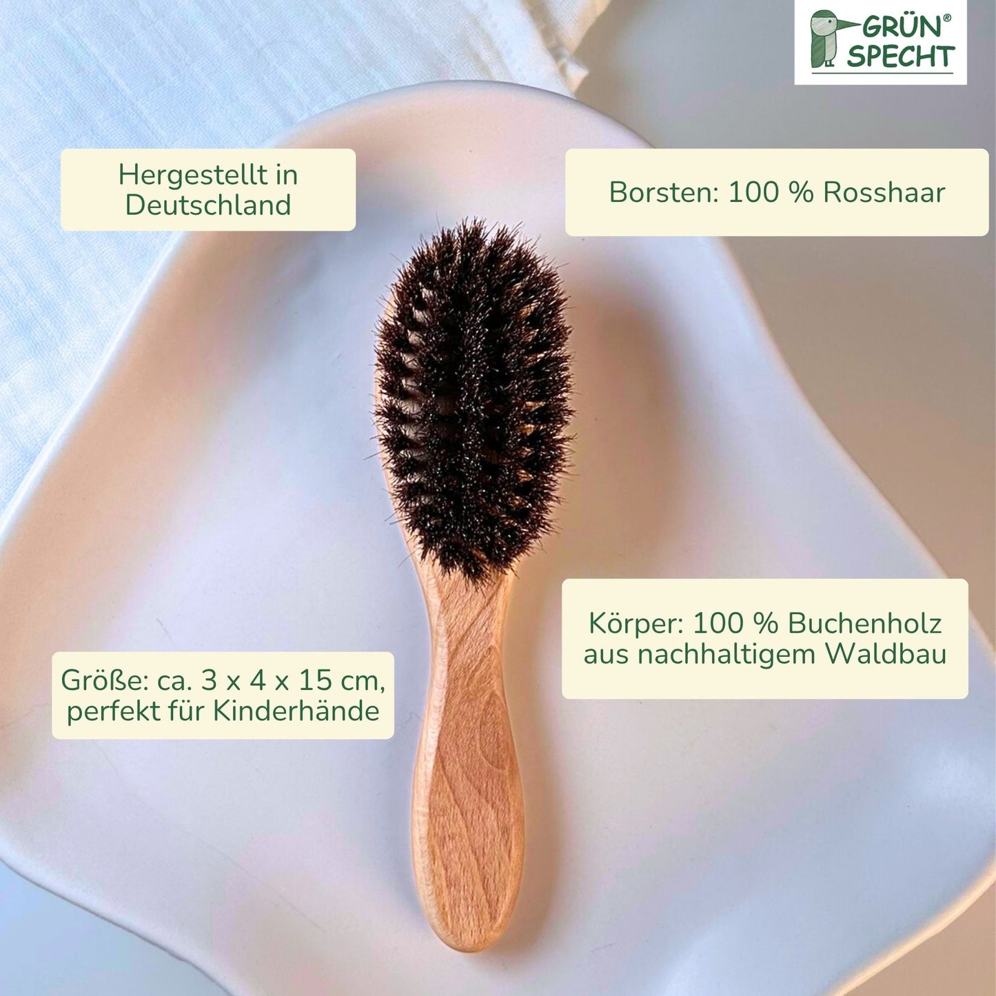 Babybürste aus Ross- bzw. Ziegenhaar