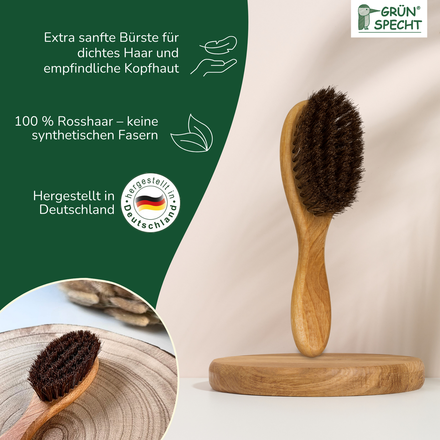 Babybürste aus Ross- bzw. Ziegenhaar