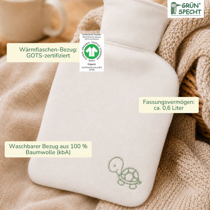 Natural Rubber Hot Water Bottle with Cover