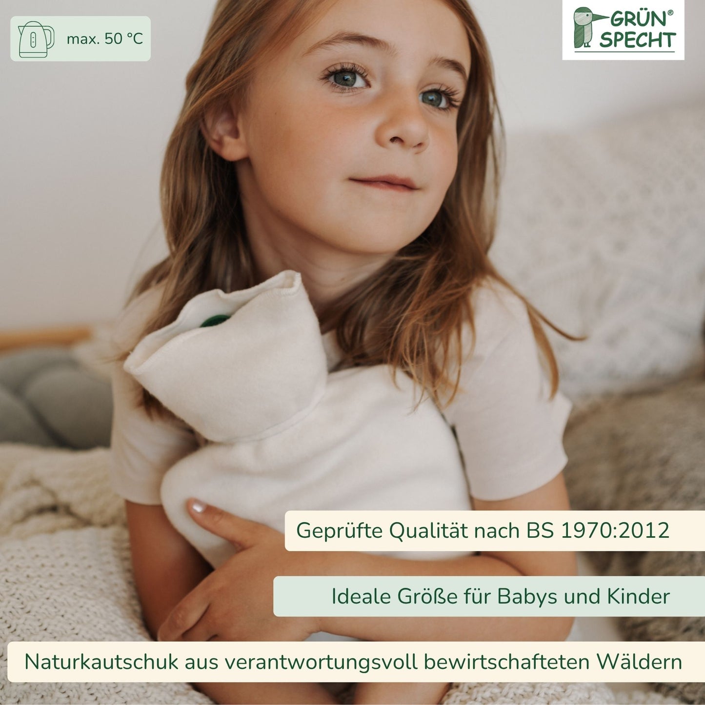 Natural Rubber Hot Water Bottle with Cover
