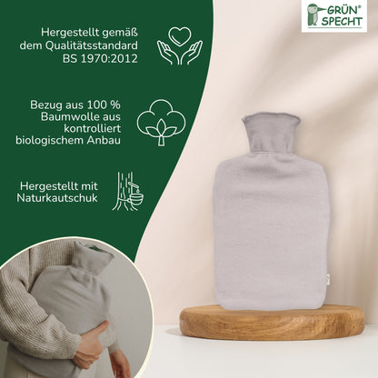 Natural Rubber Hot Water Bottle with Cover