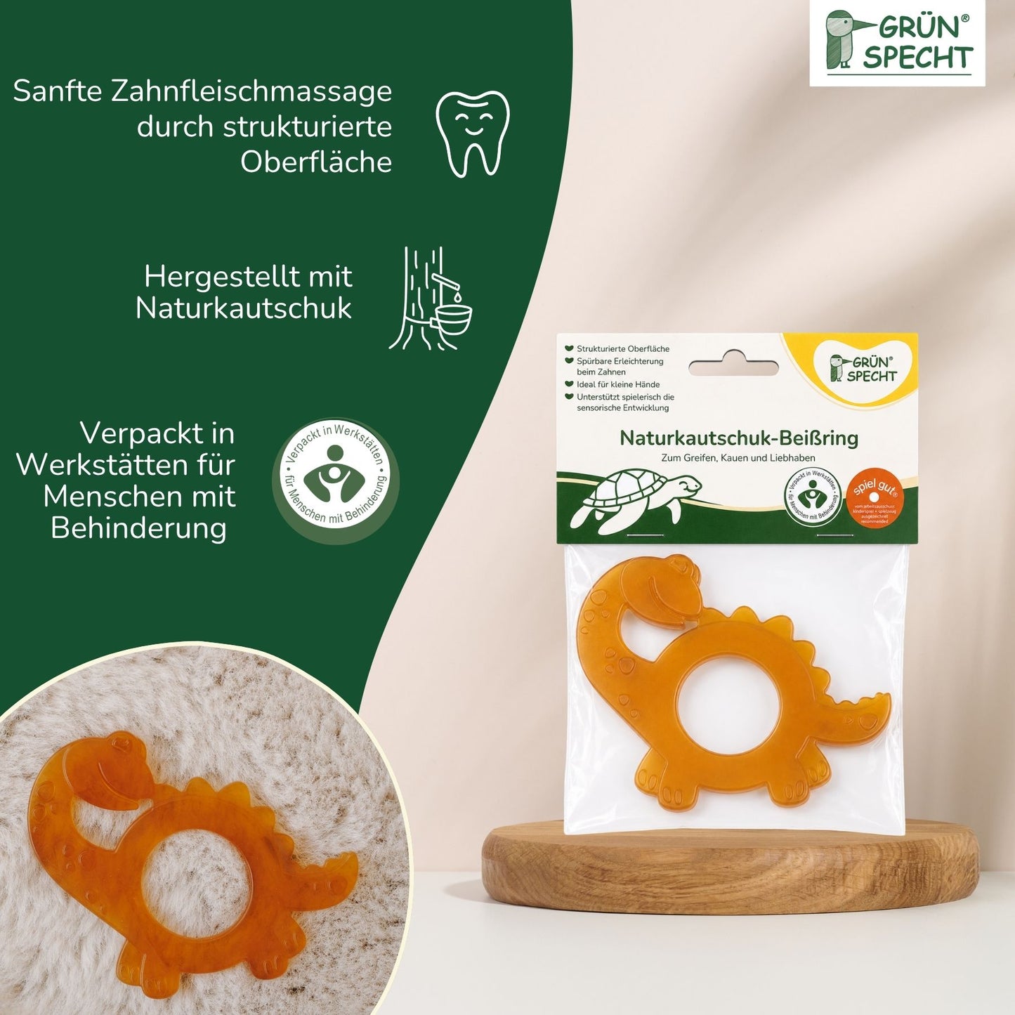 Natural rubber teething ring