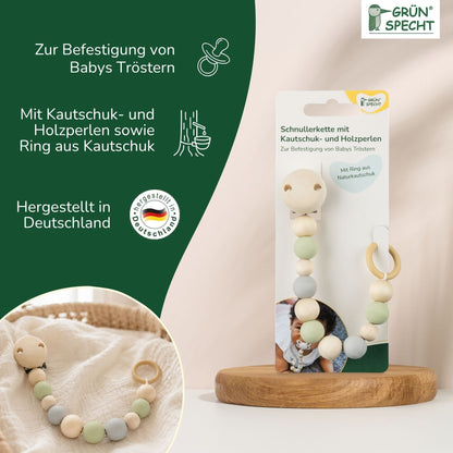 Pacifier chain with rubber and wooden beads