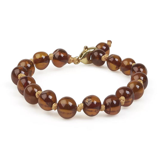 Amber bracelet/anklet baroque, cognac