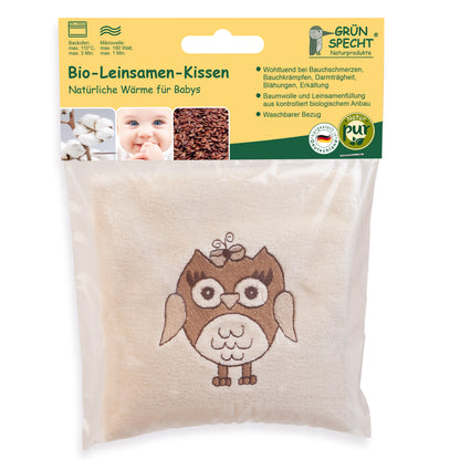 Organic linseed pillow for babies with cover, bear, kbA