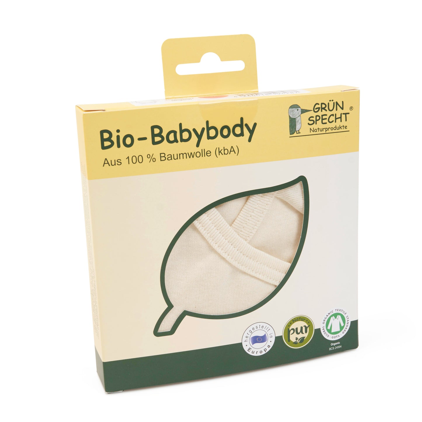 Bio-Babybody, kurzarm, natur