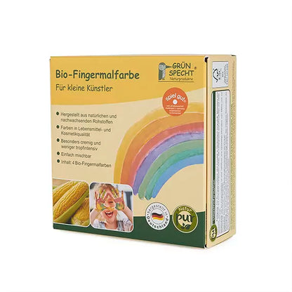 Organic finger paint yellow, red, blue, green