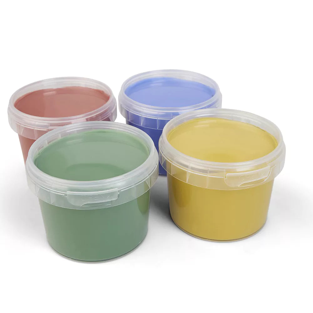 Organic finger paint yellow, red, blue, green