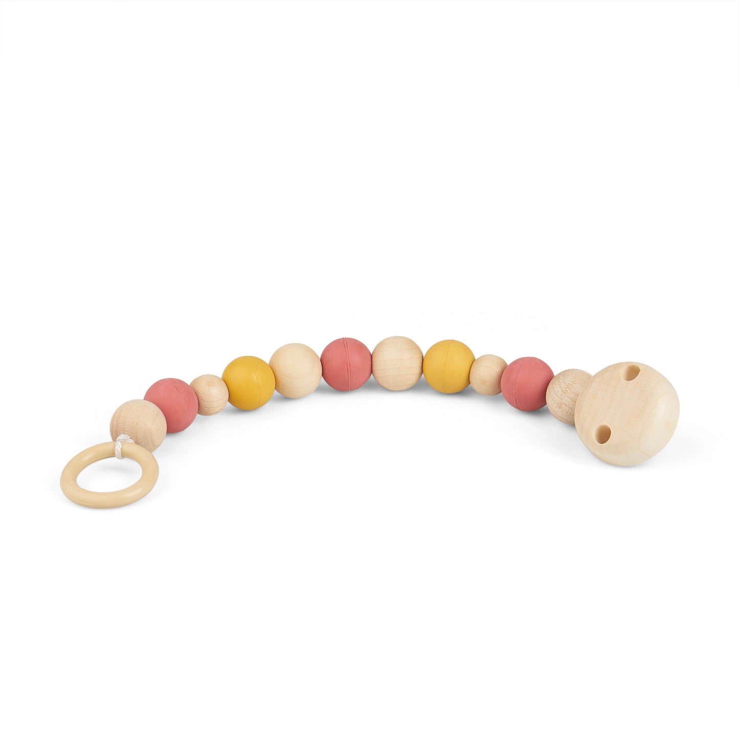 Pacifier chain with rubber + wooden beads summer