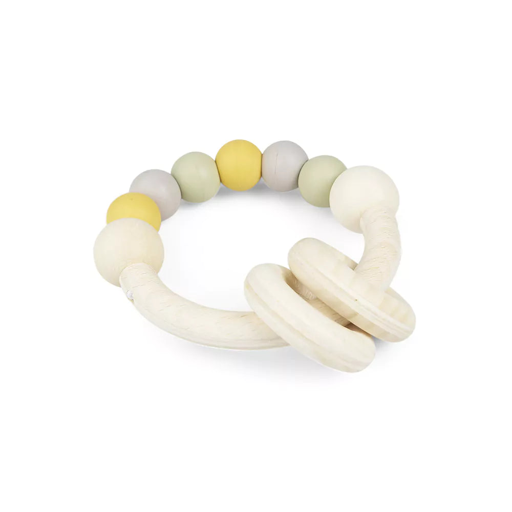 Grasping ring with rubber and wooden beads meadow