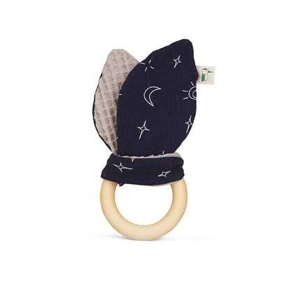 Organic grasping ring with bunny ears, azure blue