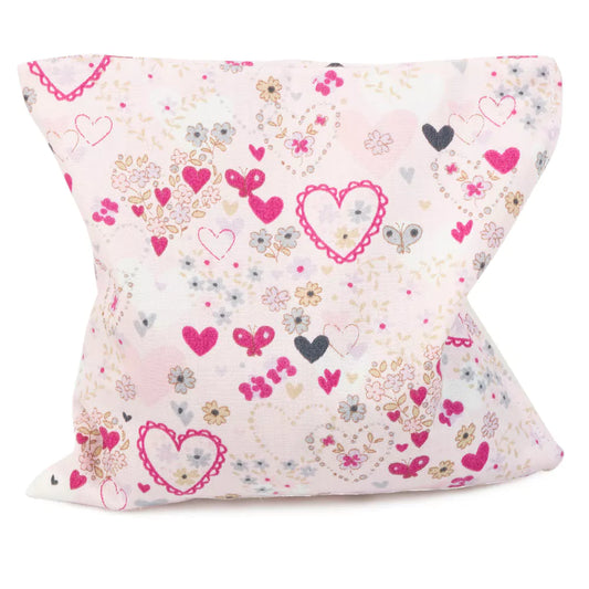 Grape seed pillow 12 x 12 cm, hearts pink