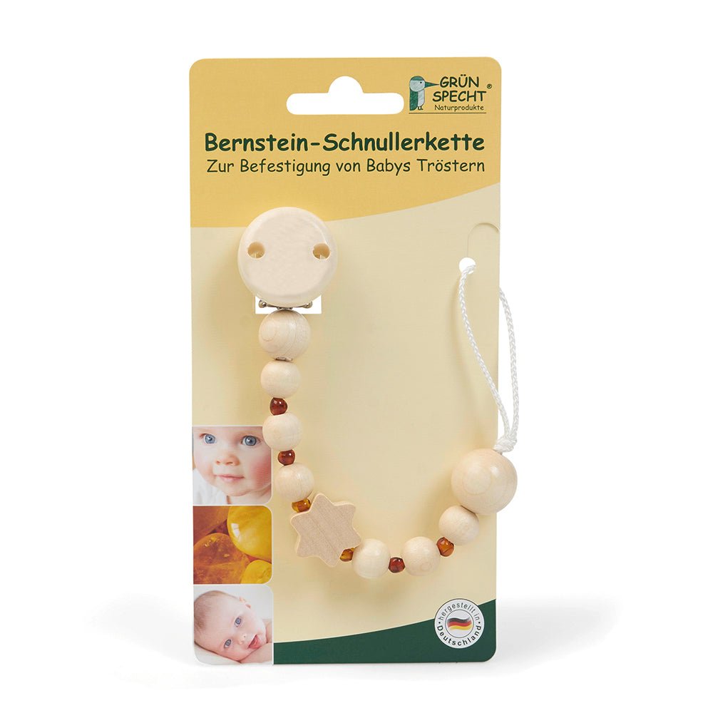 Bernstein - Schnullerkette mit Schlaufe - 594-00 - GRÜNSPECHT Naturprodukte