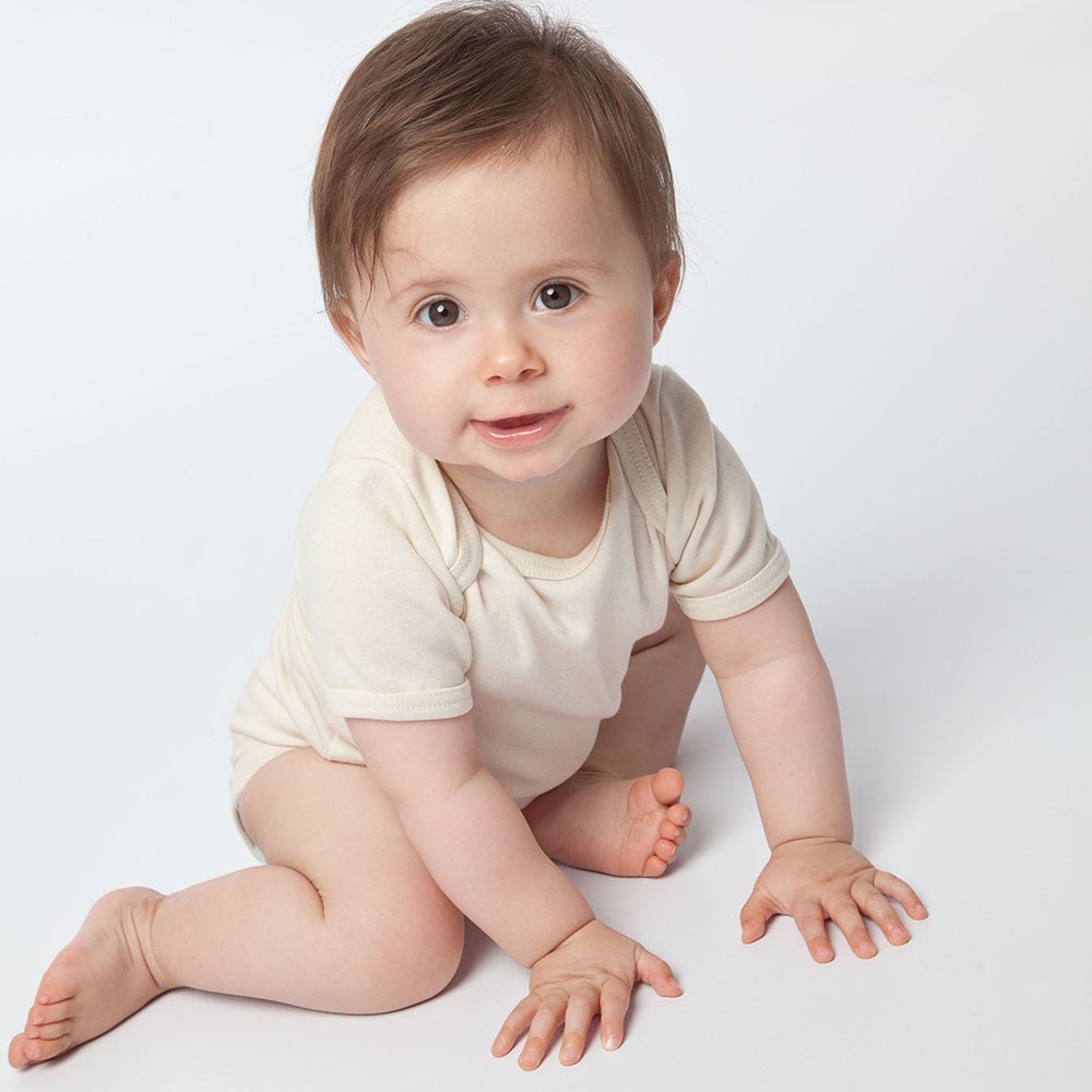 Bio - Babybody, kurzarm, natur - 621-V1 - GRÜNSPECHT Naturprodukte