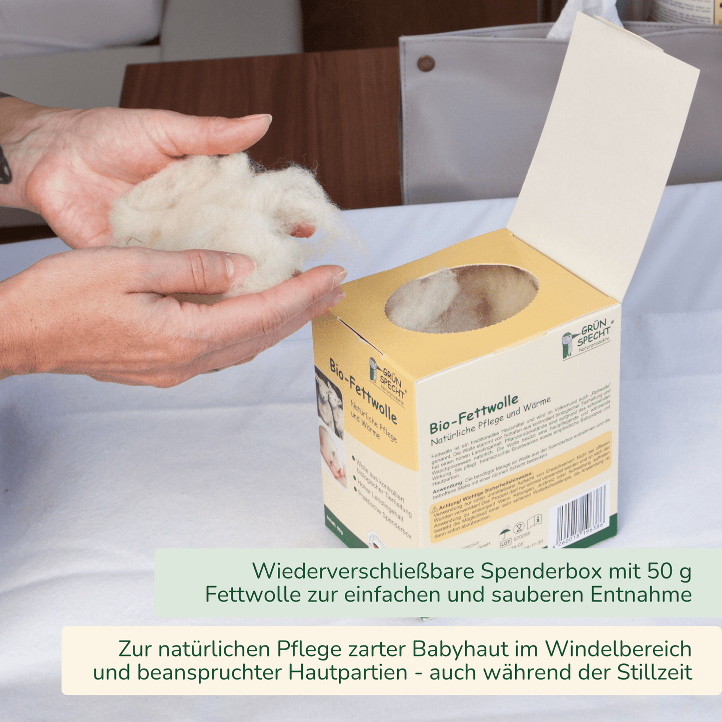 Bio - Fettwolle, 50 g - 638-00 - GRÜNSPECHT Naturprodukte