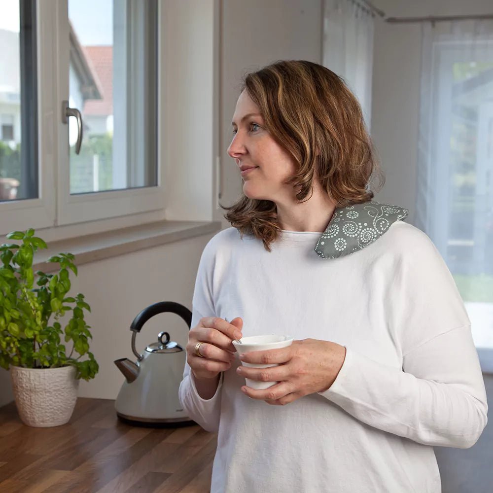 Bio - Nackenhörnchen, grau - mint - 609-V1 - GRÜNSPECHT Naturprodukte