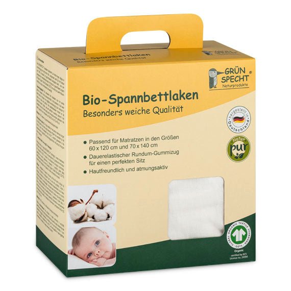 Bio - Spannbettlaken, weiß - 657-V1 - GRÜNSPECHT Naturprodukte