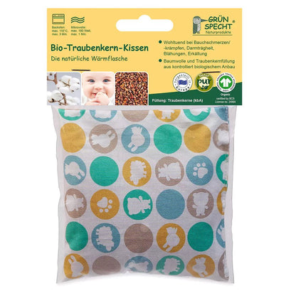 Bio - Traubenkern - Kissen, Animal Dots, 12x12 cm - 675-V1 - GRÜNSPECHT Naturprodukte