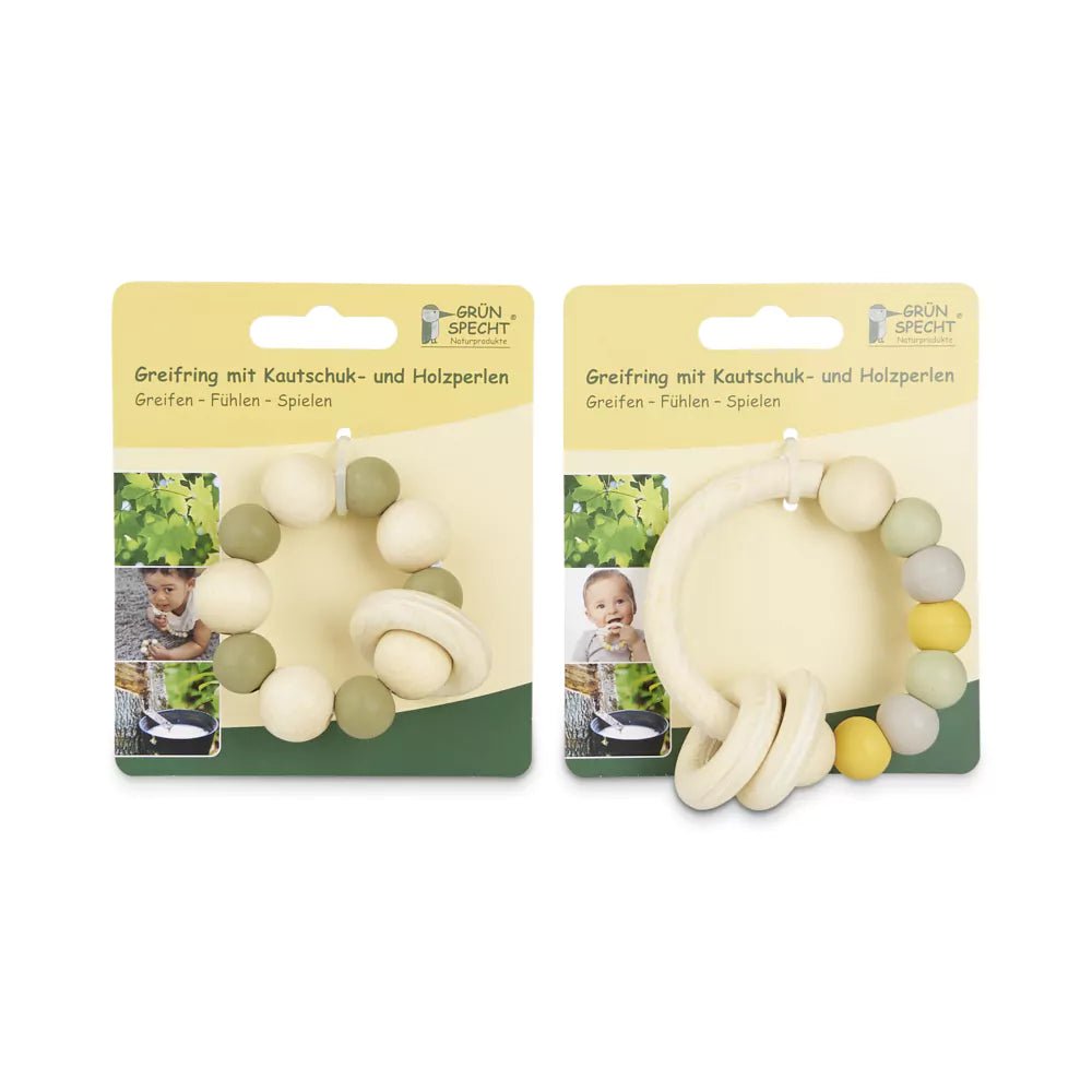 Greifring mit Kautschuk - und Holzperlen - 694-V1 - GRÜNSPECHT Naturprodukte