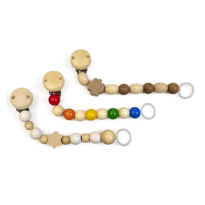 Holz - Schnullerkette mit Silikonring - 595-V1 - GRÜNSPECHT Naturprodukte