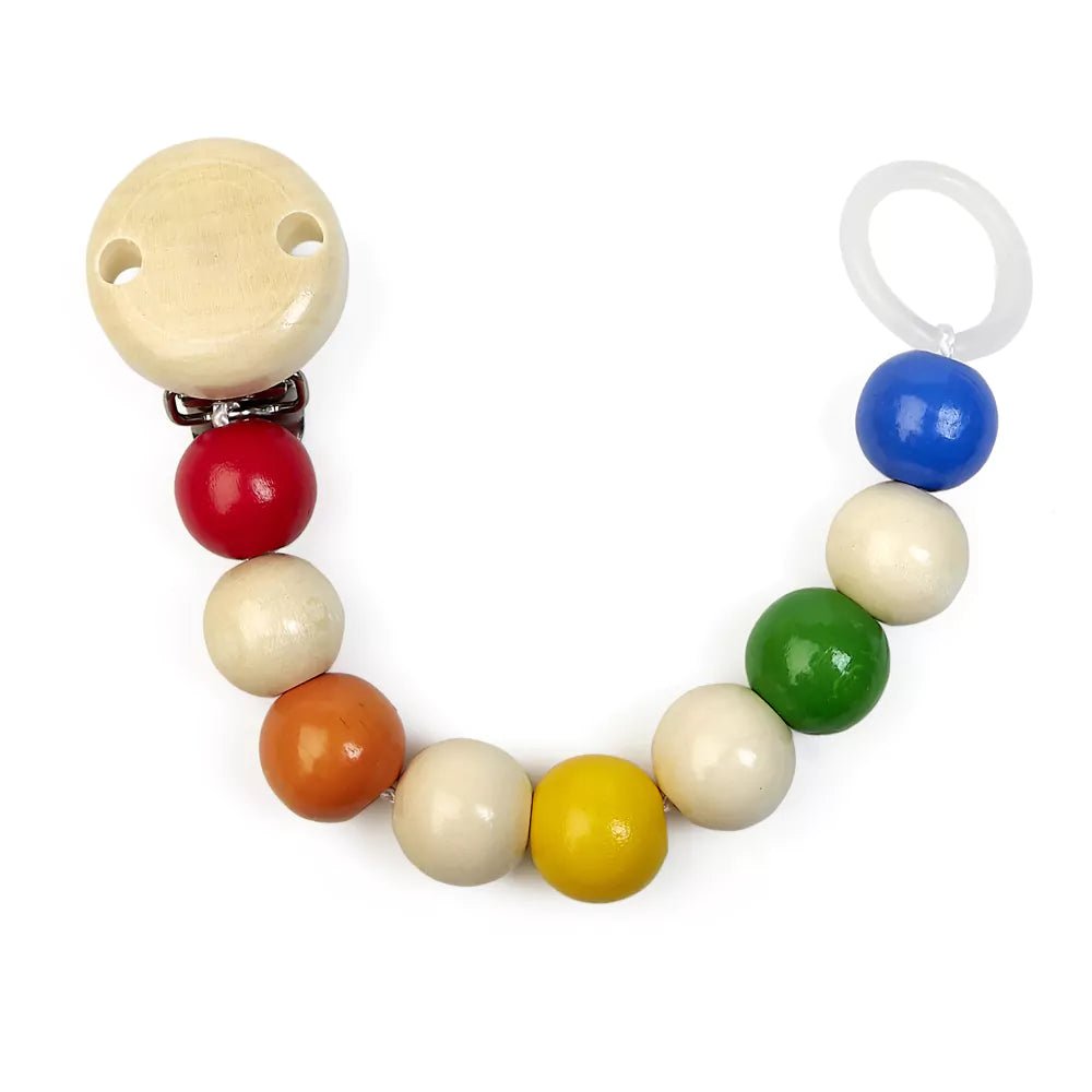 Holz - Schnullerkette mit Silikonring - 595-V1 - GRÜNSPECHT Naturprodukte