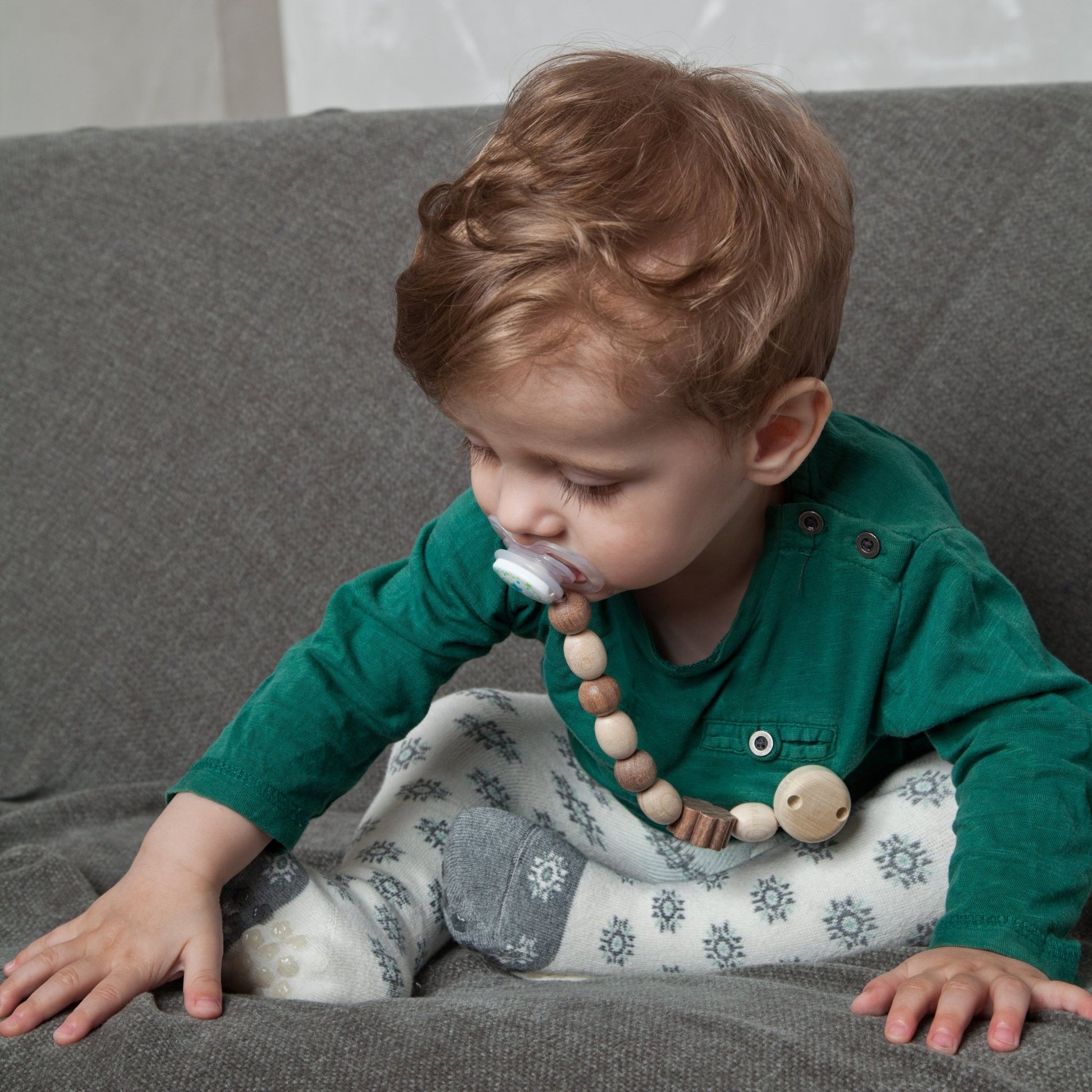 Holz - Schnullerkette mit Silikonring - 595-V2 - GRÜNSPECHT Naturprodukte