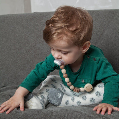 Holz - Schnullerkette mit Silikonring - 595-V2 - GRÜNSPECHT Naturprodukte