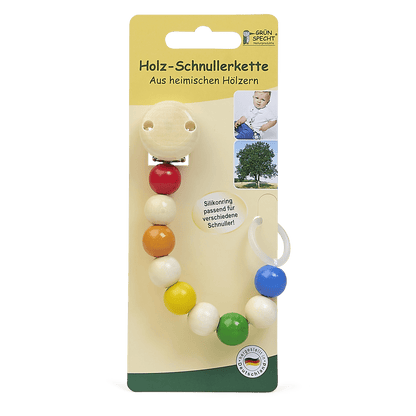 Holz - Schnullerkette mit Silikonring - 595-V3 - GRÜNSPECHT Naturprodukte