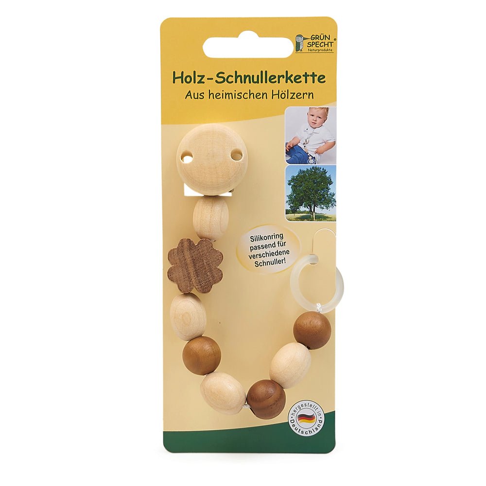 Holz - Schnullerkette mit Silikonring - 595-V3 - GRÜNSPECHT Naturprodukte