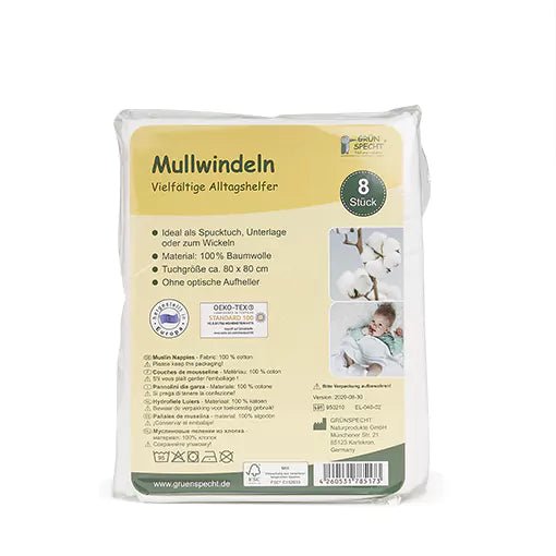 Mullwindeln weiß, 80x80 cm - 598-00 - GRÜNSPECHT Naturprodukte