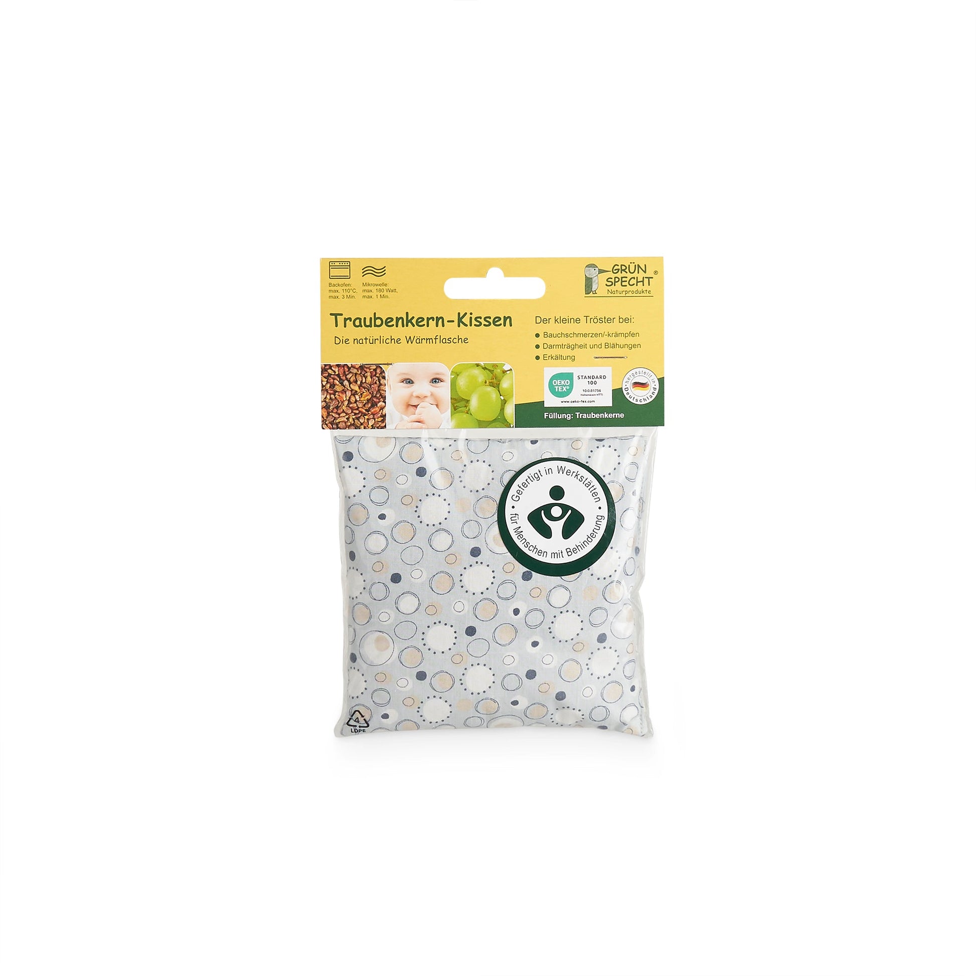 Traubenkern - Kissen, 12 x 12 cm - 152-V1 - GRÜNSPECHT Naturprodukte