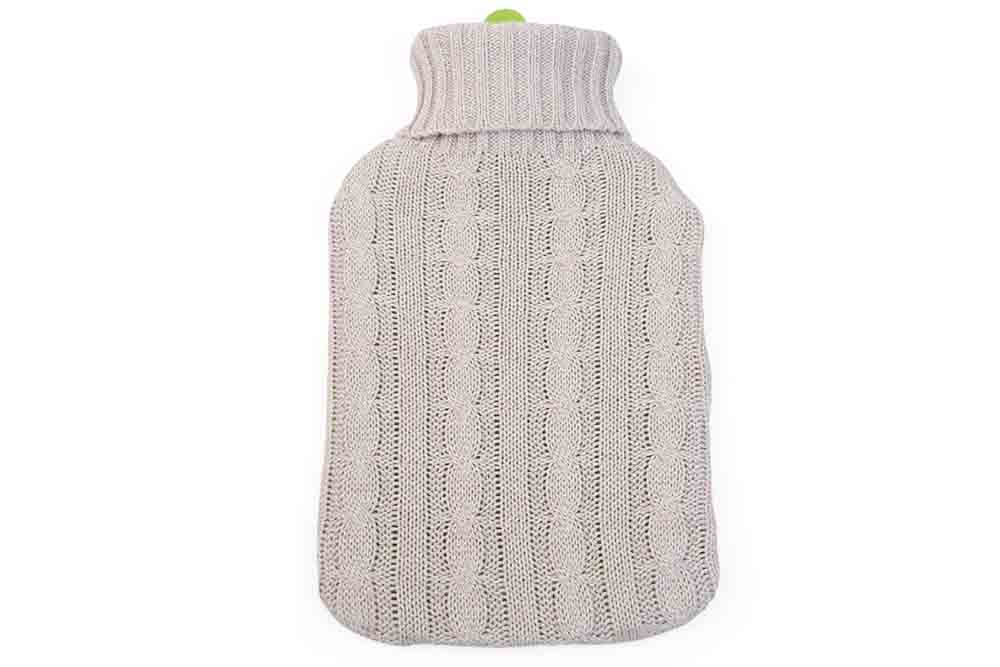 Natural rubber hot water bottle with organic cover, 2 l